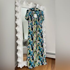 DVF Georgia Printed Silk Crepe Maxi Shirt Dress
